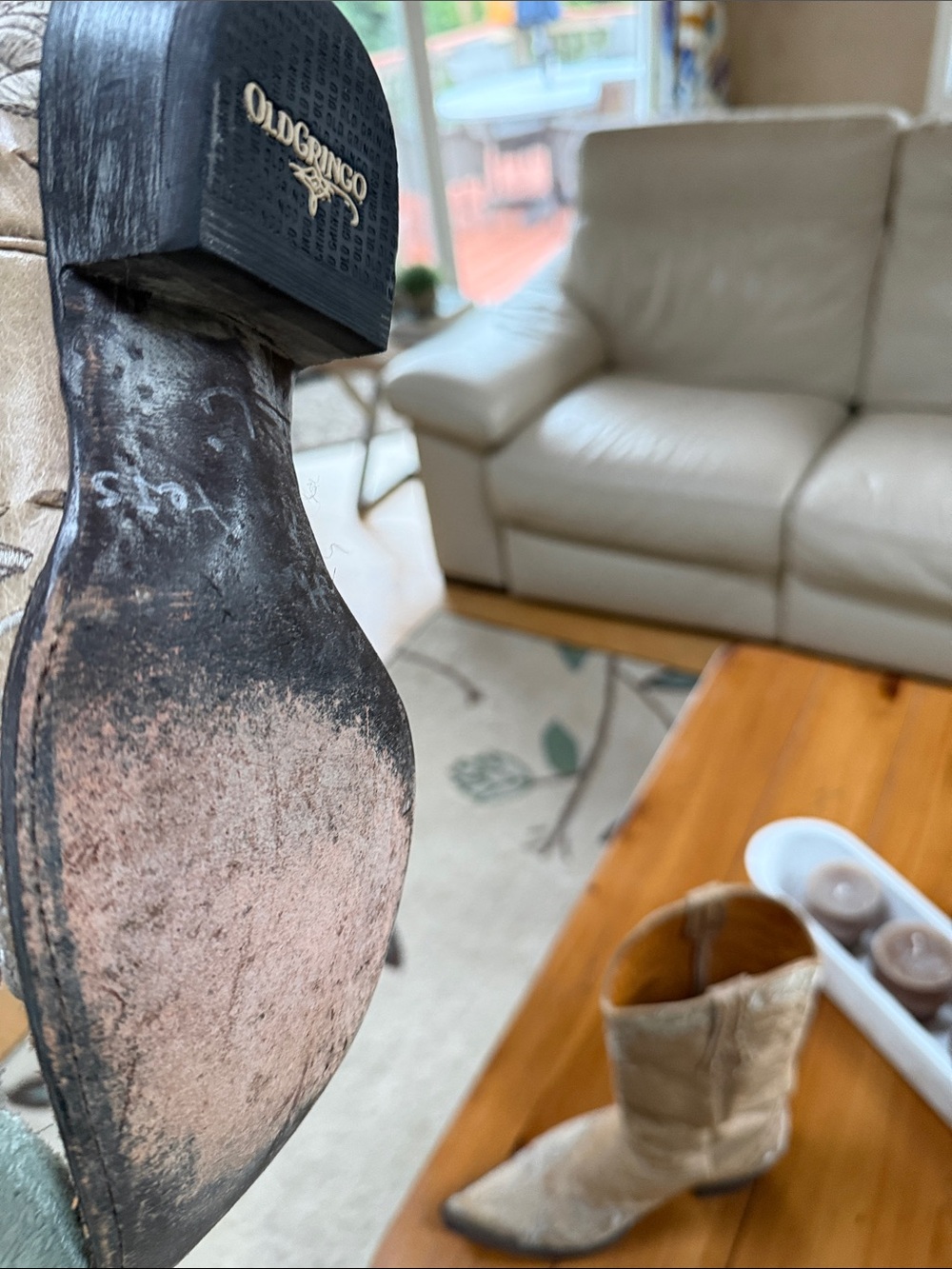 Old Gringo Tan Embroidered Leather Cowboy Boots - Picture 6 of 10